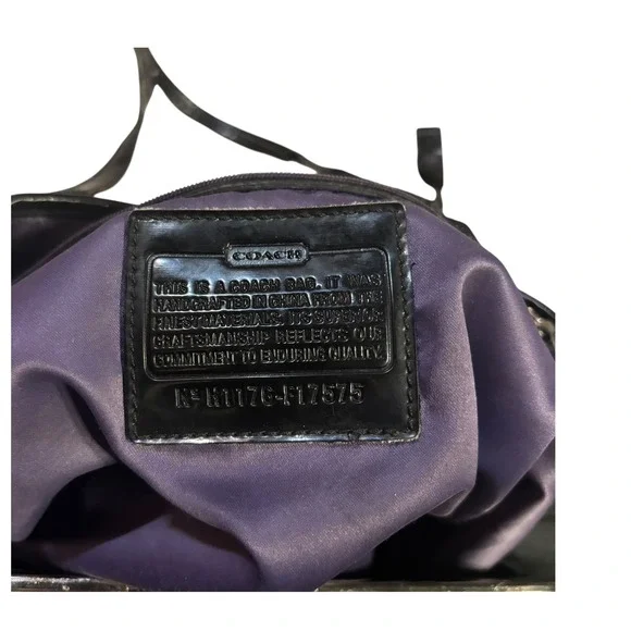 Coach Optic C Signature C Applique Poppy Glam Kisslock Tote Bag Black Purple - Picture 9 of 11